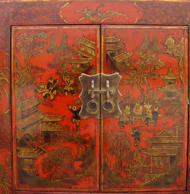 红描金小柜|gold gilt small cabinet