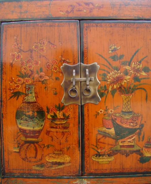 黄描彩小柜工厂剩一件|painted small cabinet