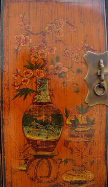 黄描彩小柜工厂剩一件|painted small cabinet