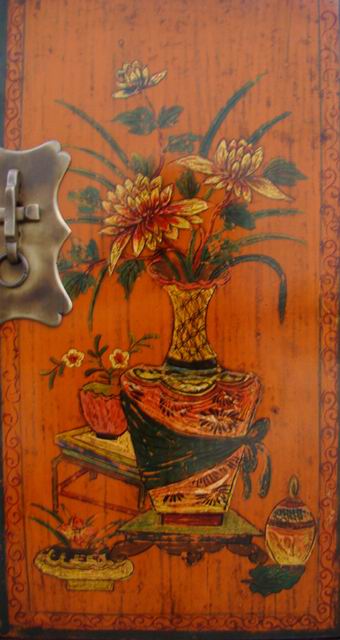黄描彩小柜工厂剩一件|painted small cabinet
