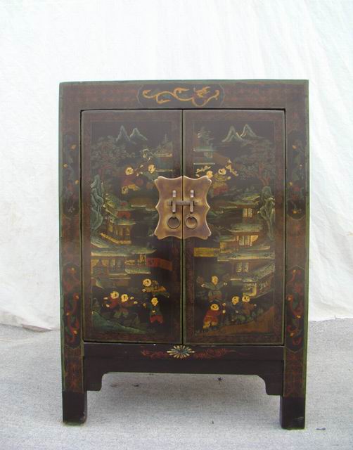 描彩二门柜|Color-painted twin cabinet