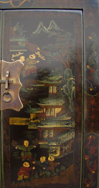 描彩二门柜|Color-painted twin cabinet