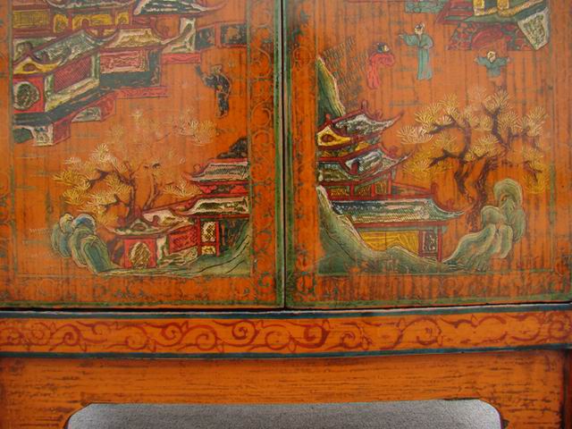 描彩二门柜|Color-painted twin cabinet